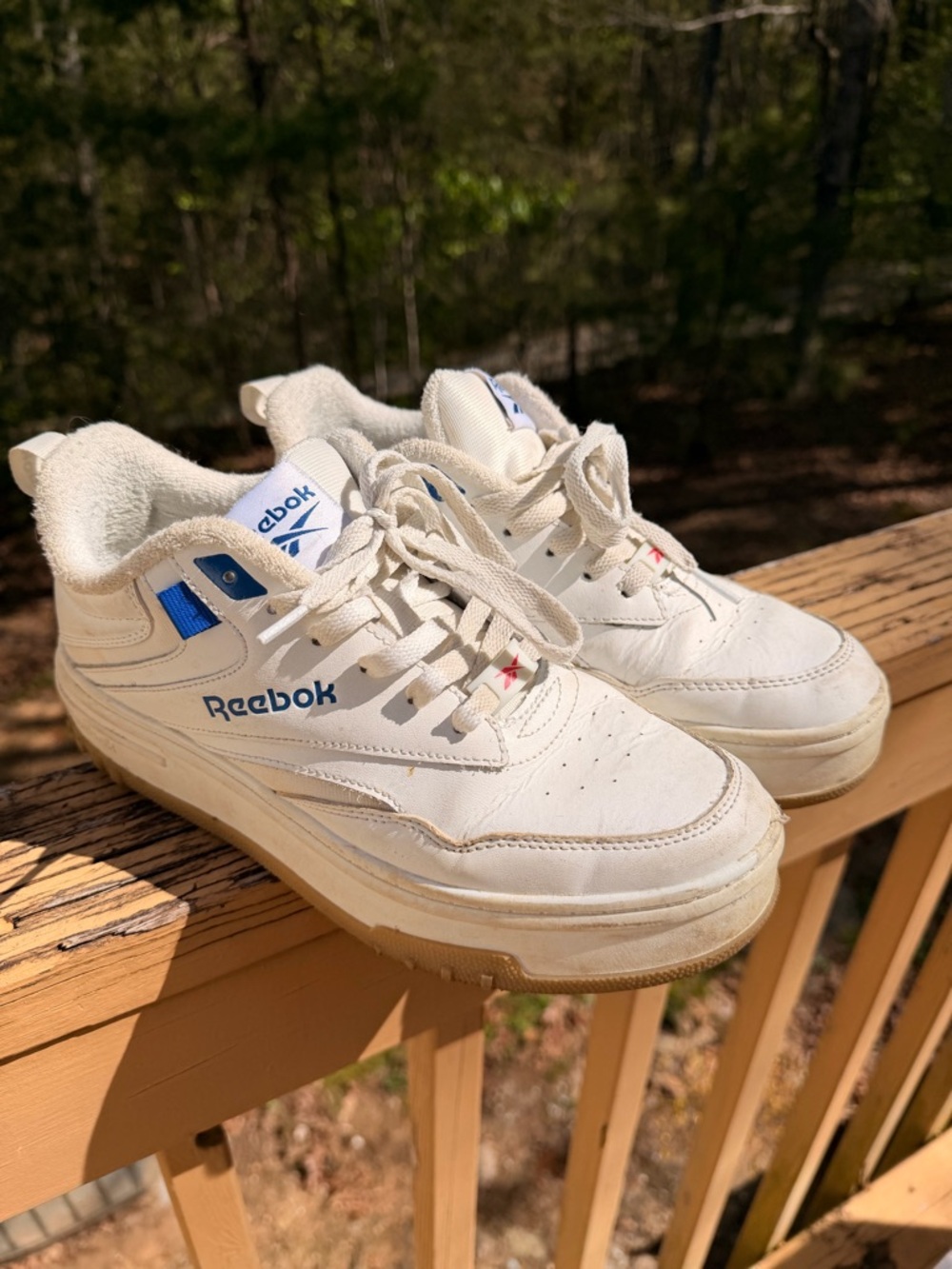 Reebok Classic White Sneakers with Blue Accents